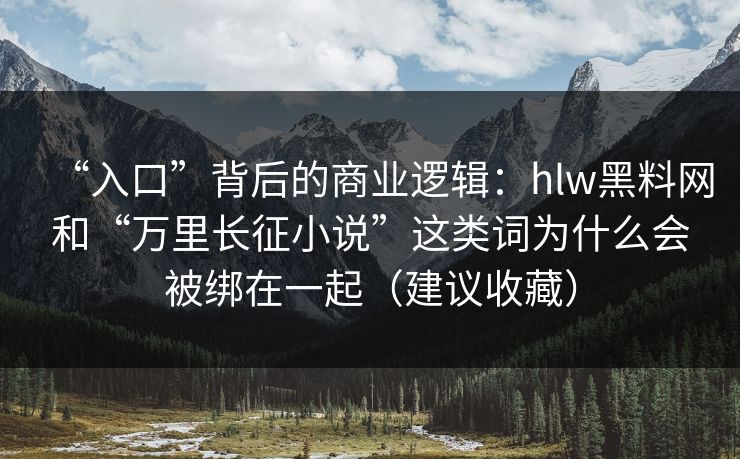 “入口”背后的商业逻辑：hlw黑料网和“万里长征小说”这类词为什么会被绑在一起（建议收藏）