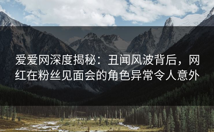 爱爱网深度揭秘：丑闻风波背后，网红在粉丝见面会的角色异常令人意外